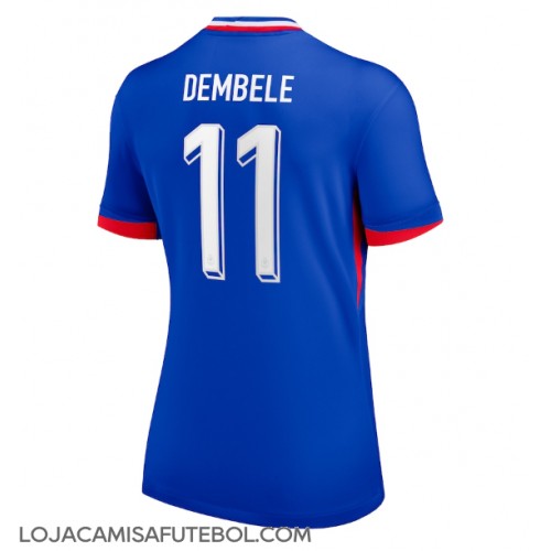 Camisa de Futebol França Ousmane Dembele #11 Equipamento Principal Mulheres Europeu 2024 Manga Curta